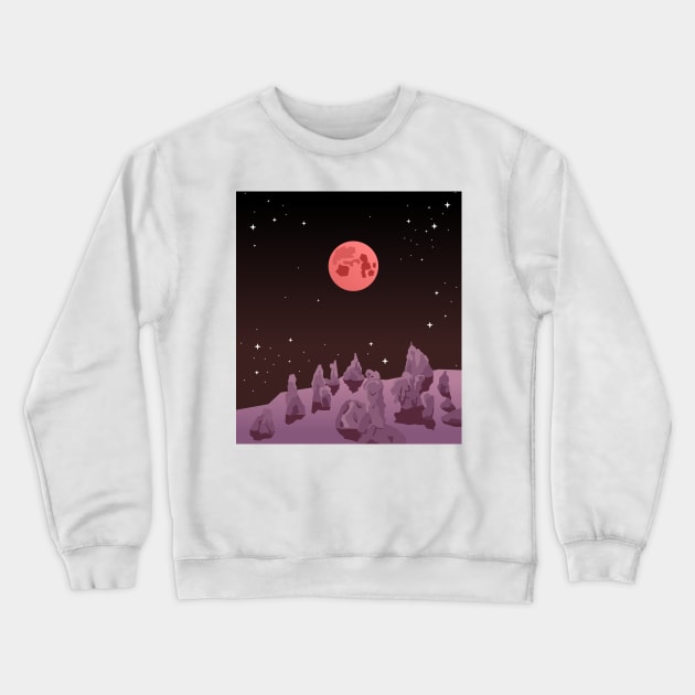 Space view of the red moon Crewneck Sweatshirt by BumbleBambooPrints